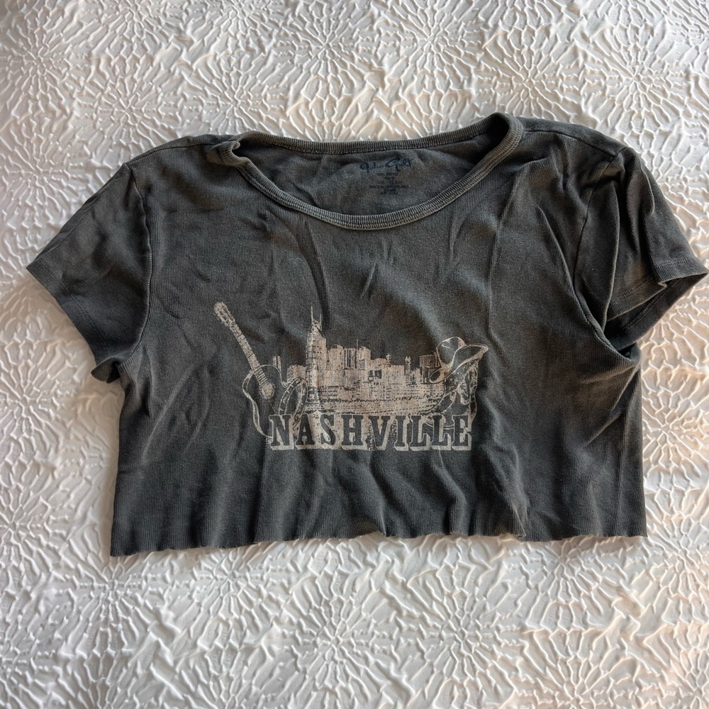 Brandy Melville Charcoal Nashville Graphic Crop Top